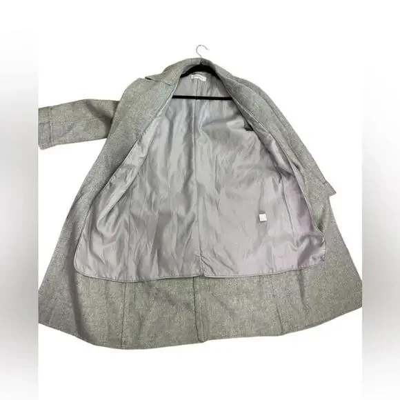 Blossom H Company l Light Gray Open Front Long Wool Coat Large - Picture 7 of 9